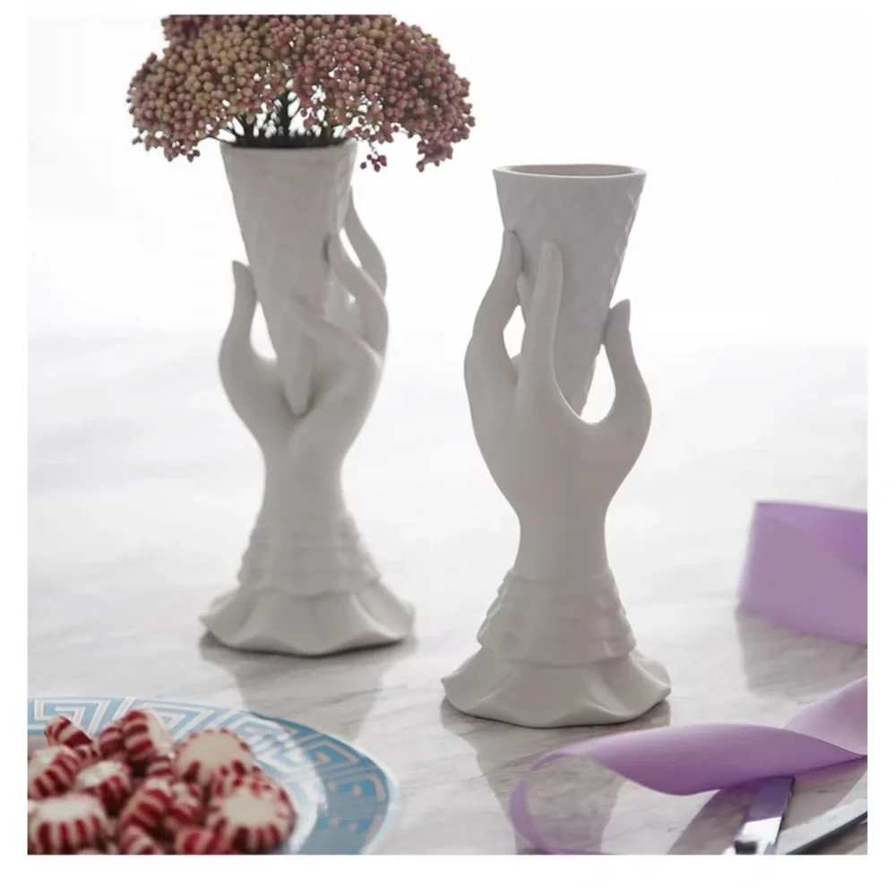 Elegant White Ceramic Hand Sculpture